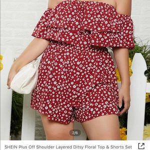 Two piece over the shoulder top and shorts